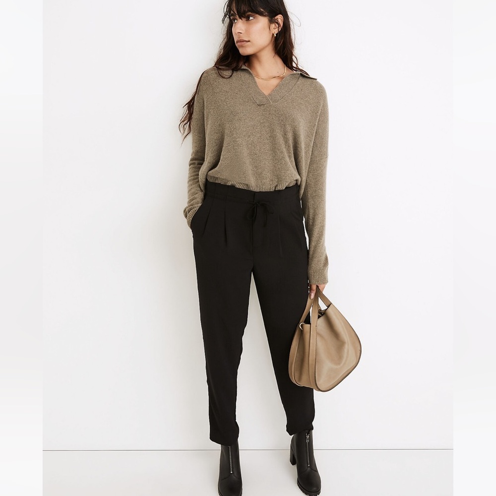 Madewell Black Drapey Drawstring Paperbag Pants 10